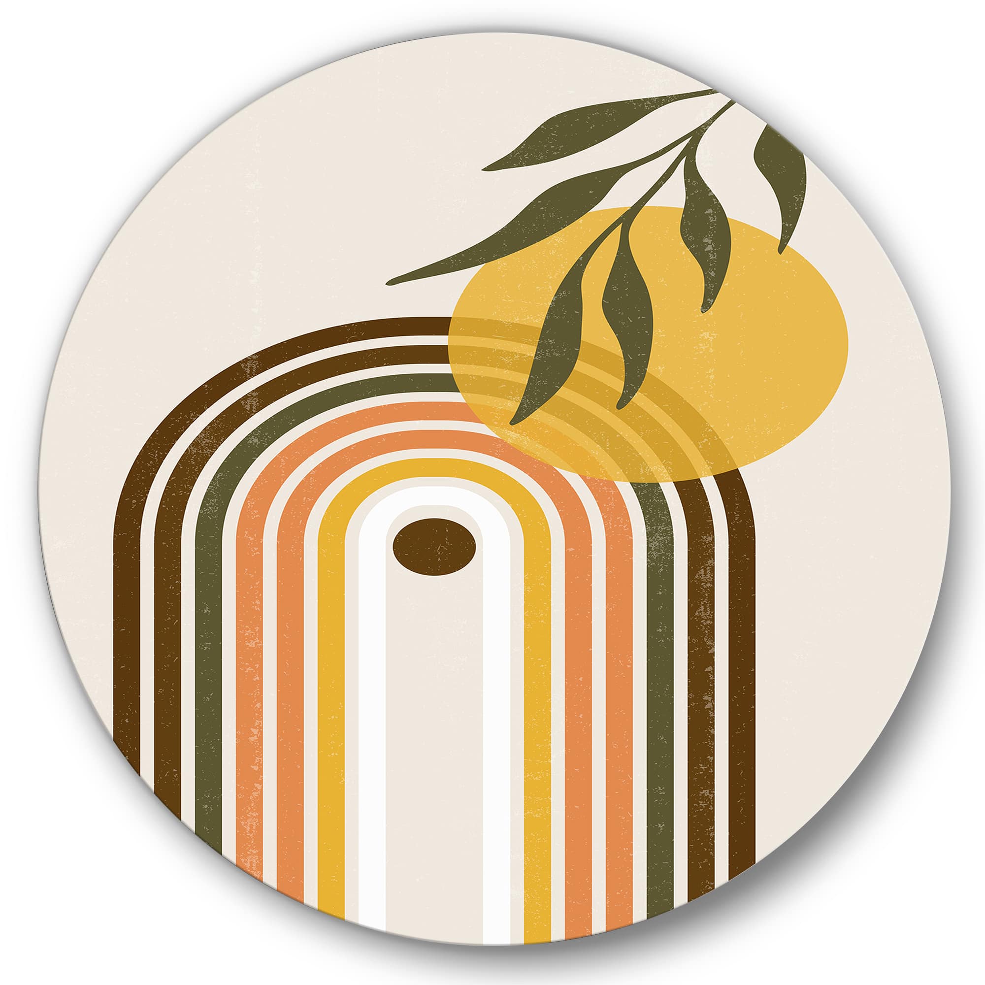 Designart - Abstract Yellow Sun With Retro Rainbow
